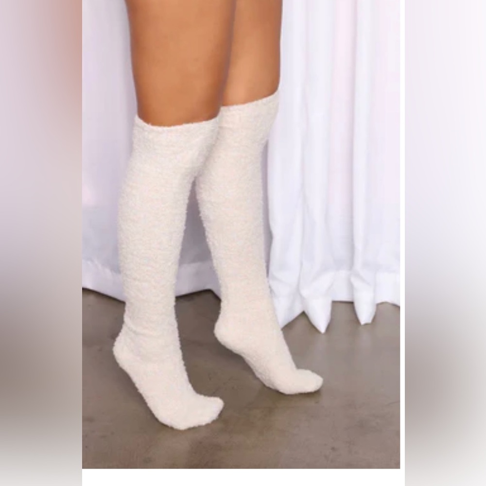 Fashion Nova white cozy over the knee socks